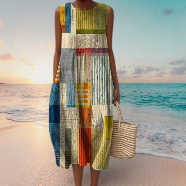 Élodie | Robe midi géométrique