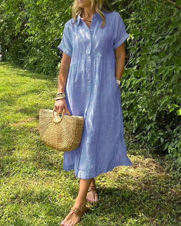 Catherine | Robe chemise rayée élégante
